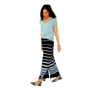 White House Black Market black gradient stripe convertible maxi skirt Si…